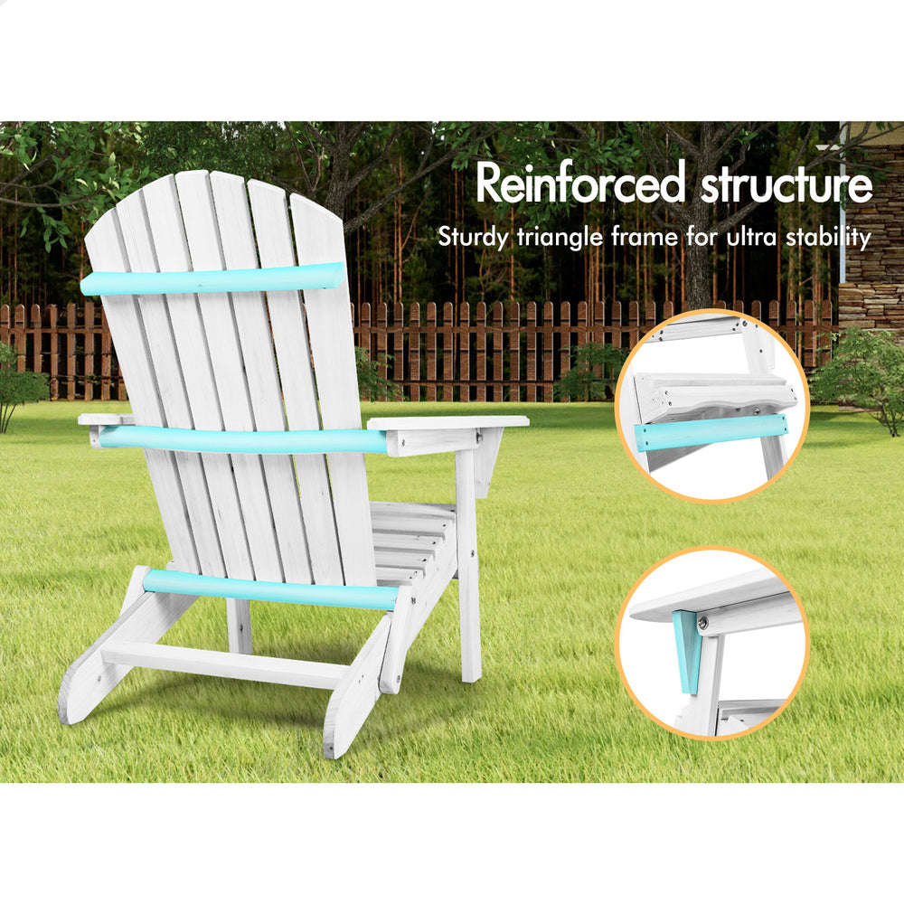 ALFORDSON 2 Outdoor Chairs Wooden Adirondack Patio Furniture Beach Garden White