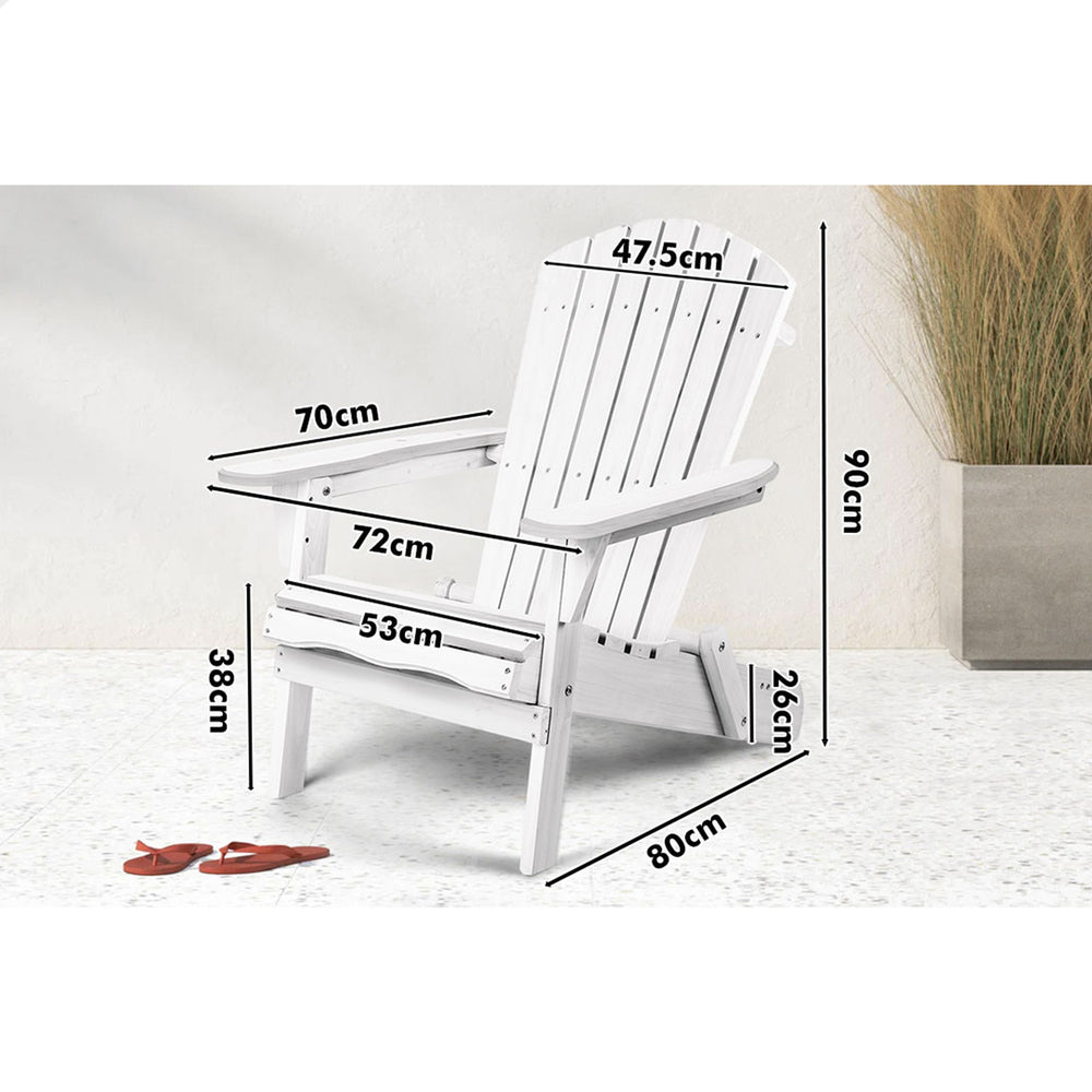 ALFORDSON 2 Outdoor Chairs Wooden Adirondack Patio Furniture Beach Garden White