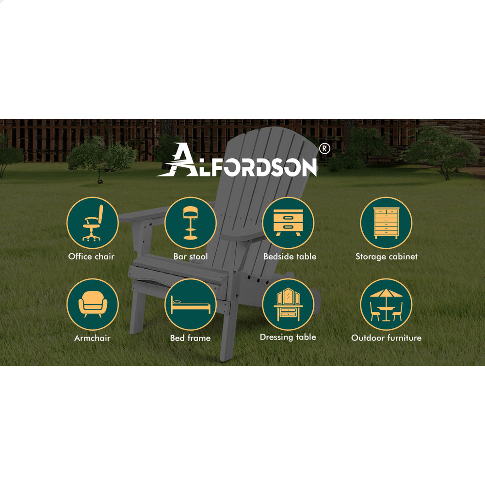 ALFORDSON 2 Outdoor Chairs Wooden Adirondack Patio Furniture Beach Garden White