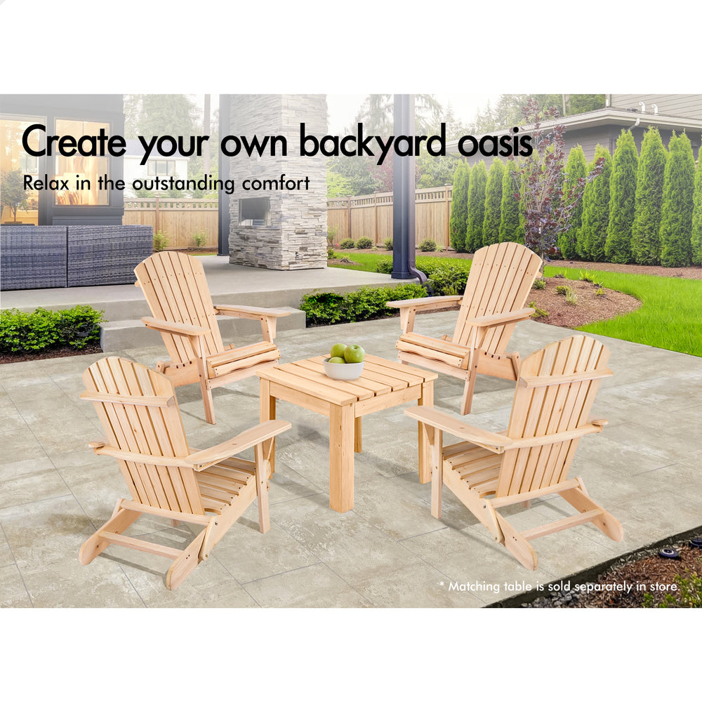 ALFORDSON 2 Outdoor Chairs Wooden Adirondack Patio Furniture Beach Garden Natural