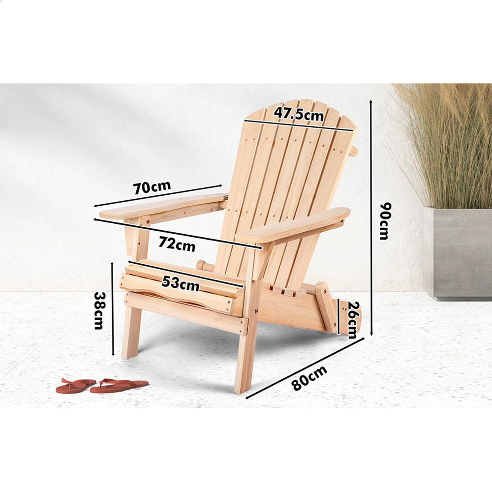 ALFORDSON 2 Outdoor Chairs Wooden Adirondack Patio Furniture Beach Garden Natural