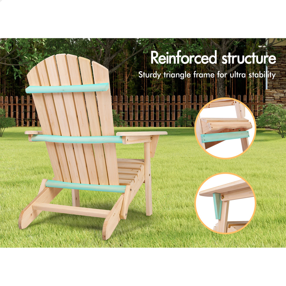 ALFORDSON 2 Outdoor Chairs Wooden Adirondack Patio Furniture Beach Garden Natural