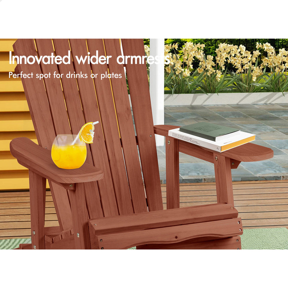 ALFORDSON Adirondack Chair Table 2PCS Set Outdoor Furniture w/ Ottoman Beach Brown