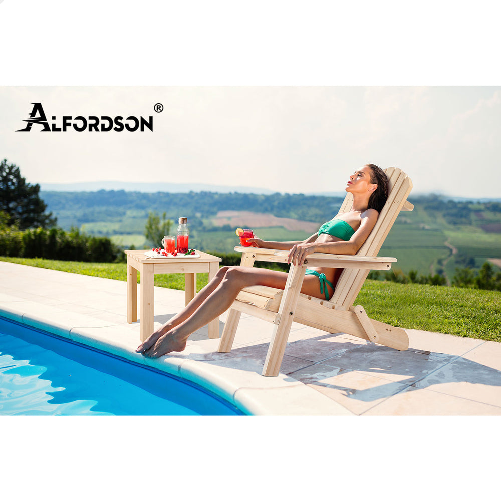 ALFORDSON Adirondack Chair Table 2PCS Set Wooden Outdoor Furniture Beach Wood