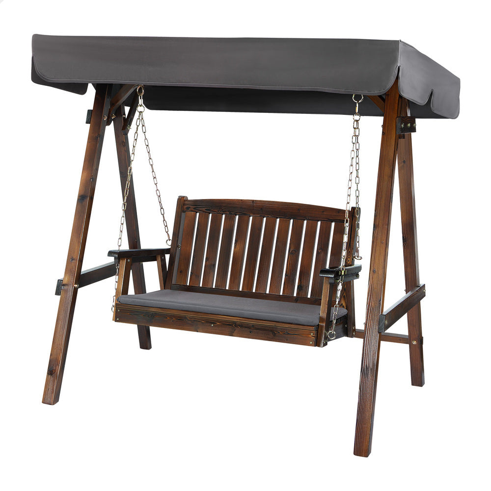 ALFORDSON Swing Chair Outdoor Furniture Wooden Garden Canopy Charcoal