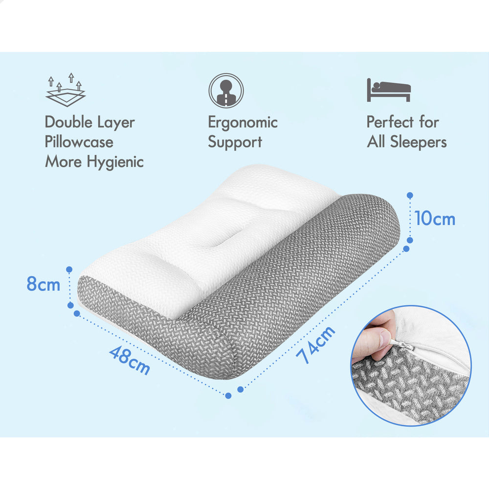 STARRY EUCALYPT Cervical Ergonomic Pillow Contour Neck Orthopedic Pain Relief Bed Pillow