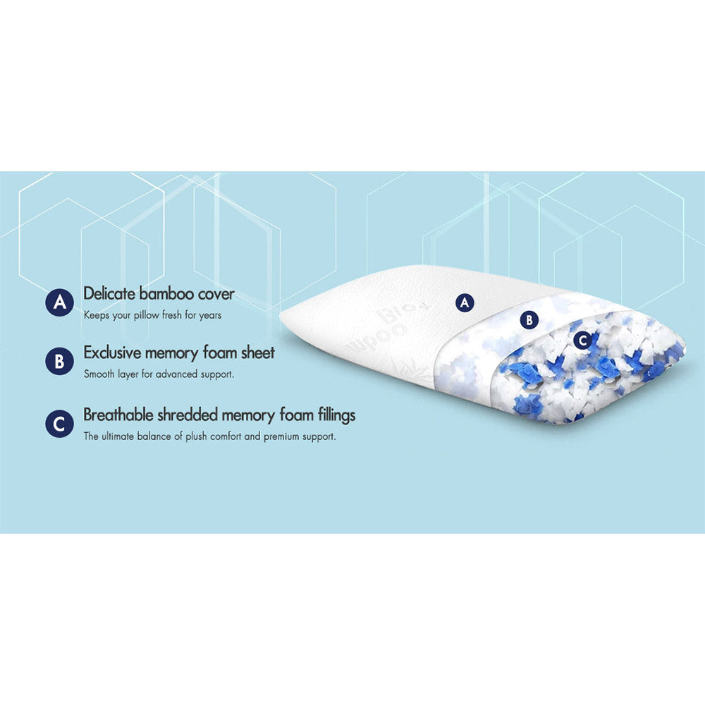 STARRY EUCALYPT Memory Foam Pillow Bamboo Cover Set of 2