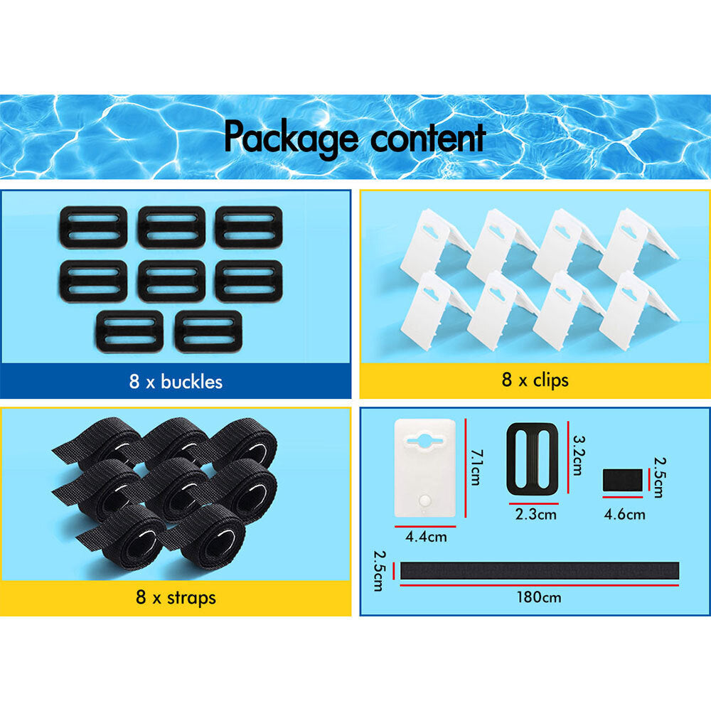 ALFORDSON Pool Cover Roller Straps Kit 8PCS Swimming Pool Blanket Attachment