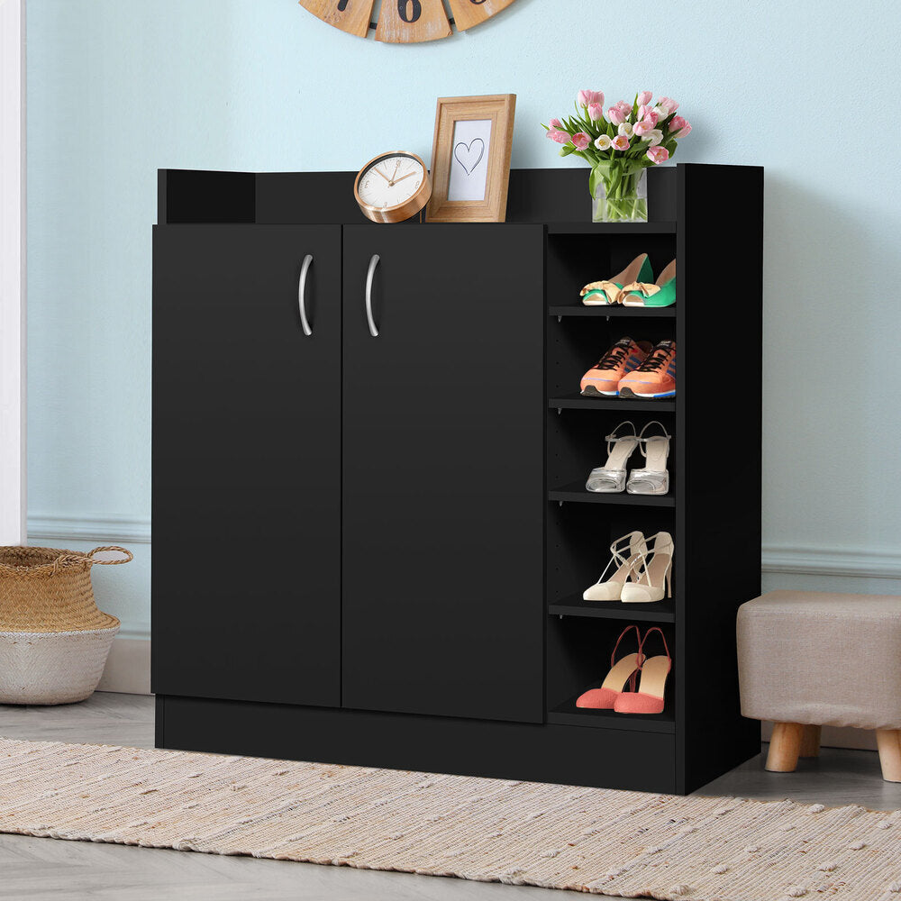 ALFORDSON Shoes Storage Cabinet 21 Pairs Shoe Racks with Open Shelves Black