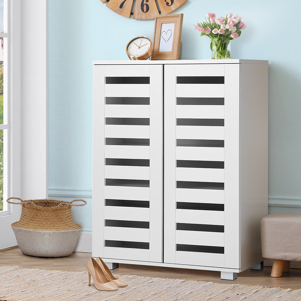 ALFORDSON Shoes Storage Cabinet 2 Doors Shoe Rack 21 pairs White