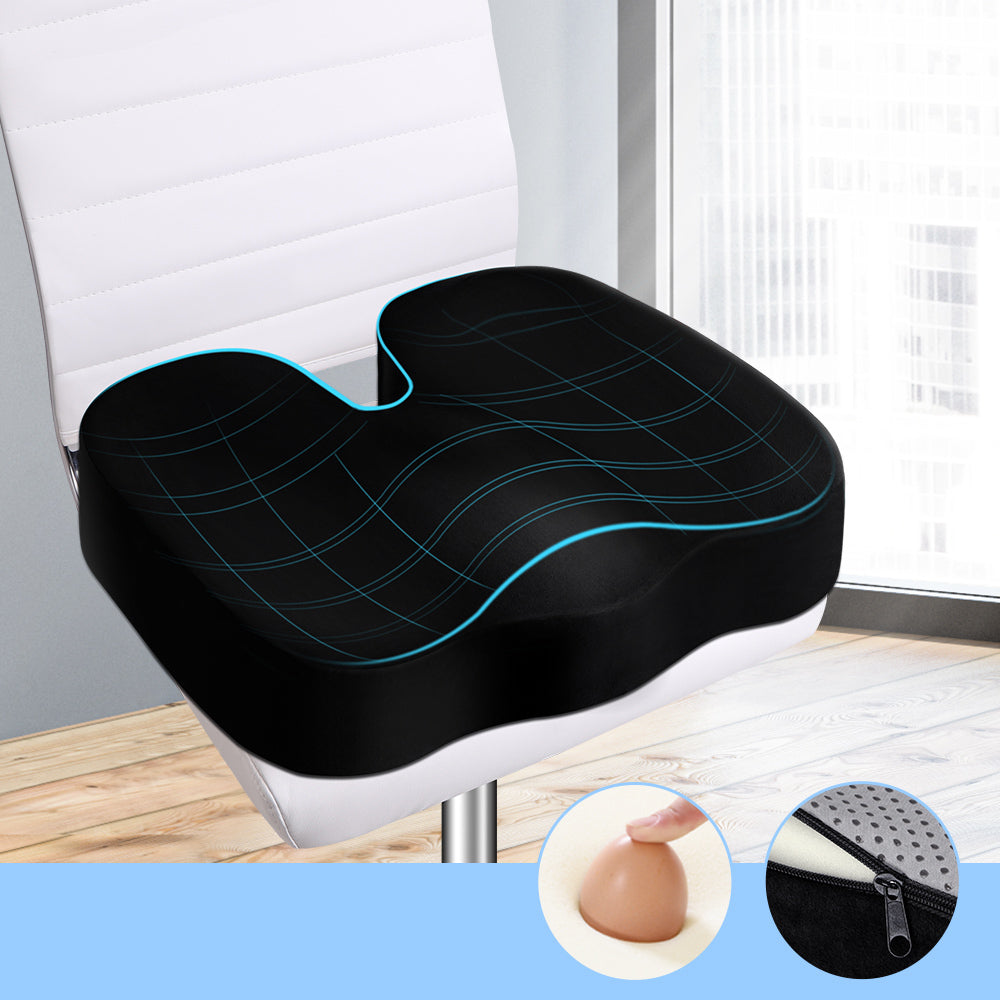 STARRY EUCALYPT Seat Cushion Memory Foam Pillow Pad Car Office Back Pain Relief Black