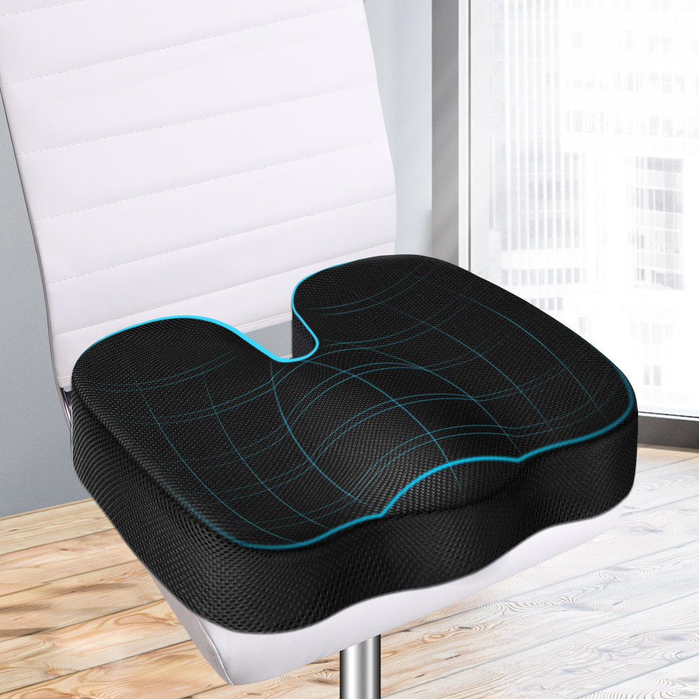 STARRY EUCALYPT Seat Cushion Memory Foam Pillow Pad Car Office Back Pain Relief Mesh Black