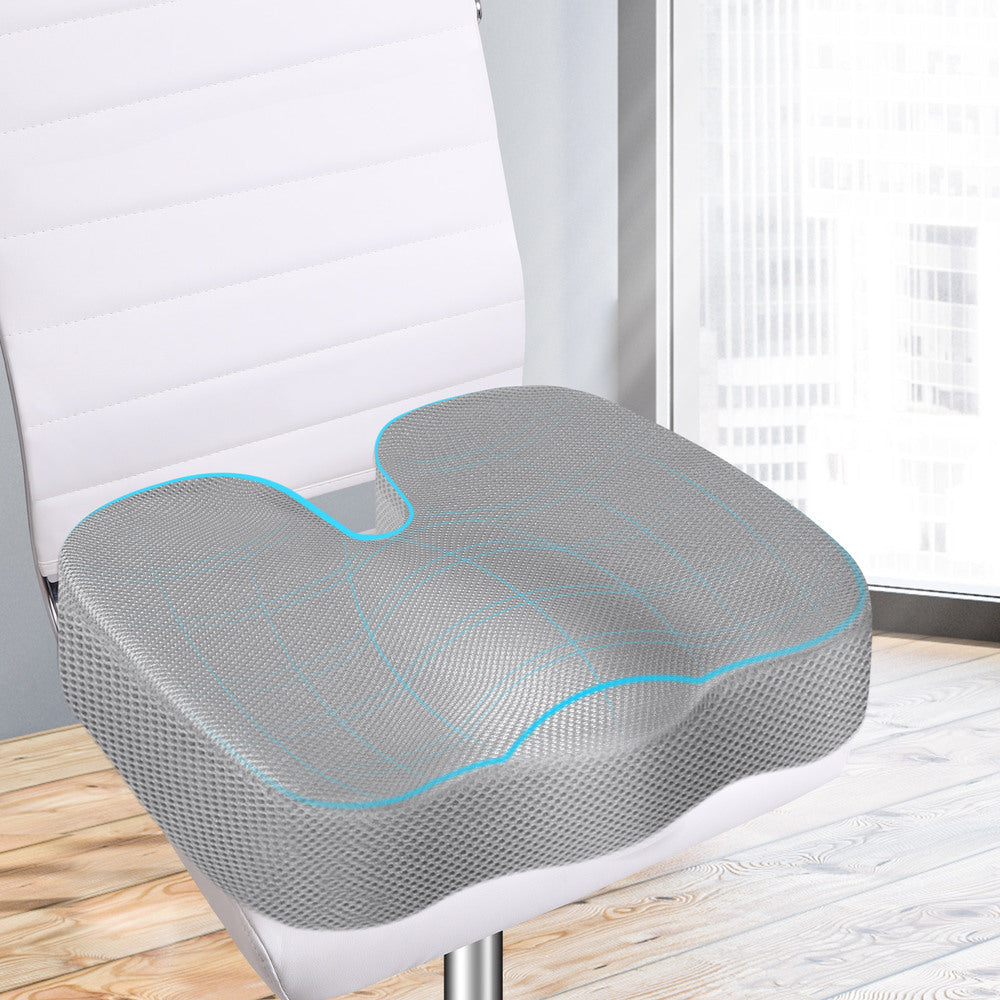 STARRY EUCALYPT Seat Cushion Memory Foam Pillow Pad Car Office Back Pain Relief Mesh Grey