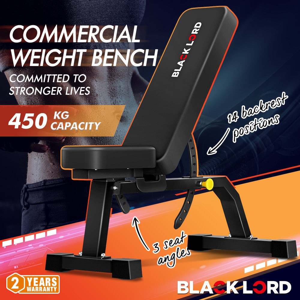 BLACK LORD Weight Bench Commercial Flat Incline Press Fitness Home Gym