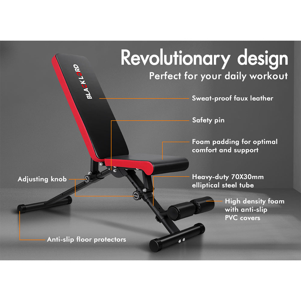 BLACK LORD Adjustable FID Bench Sit Up Weight Bench