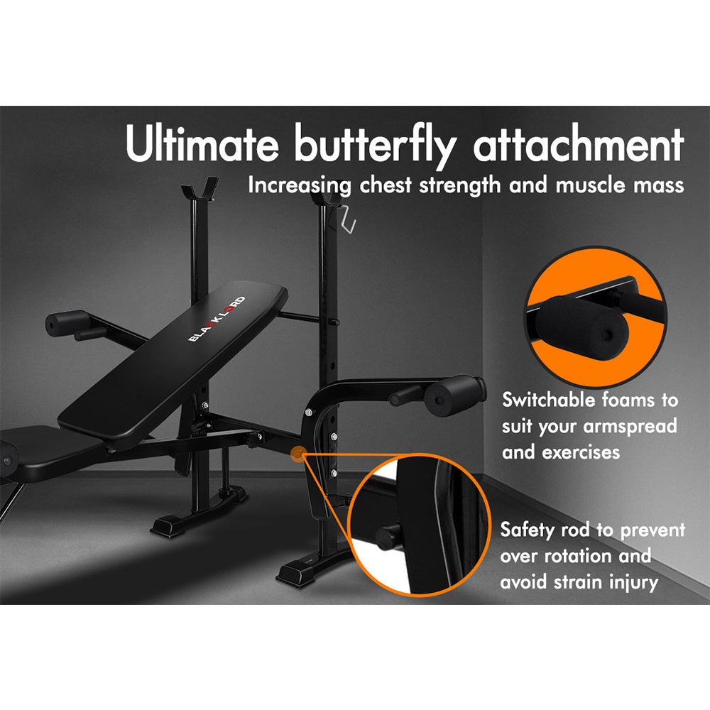 BLACK LORD 8-IN-1 Weight Bench Press with Butterfly Attachment