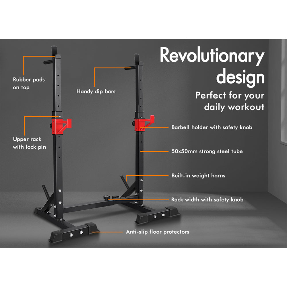 BLACK LORD Adjustable Squat Rack Weight Bench Barbell Stand