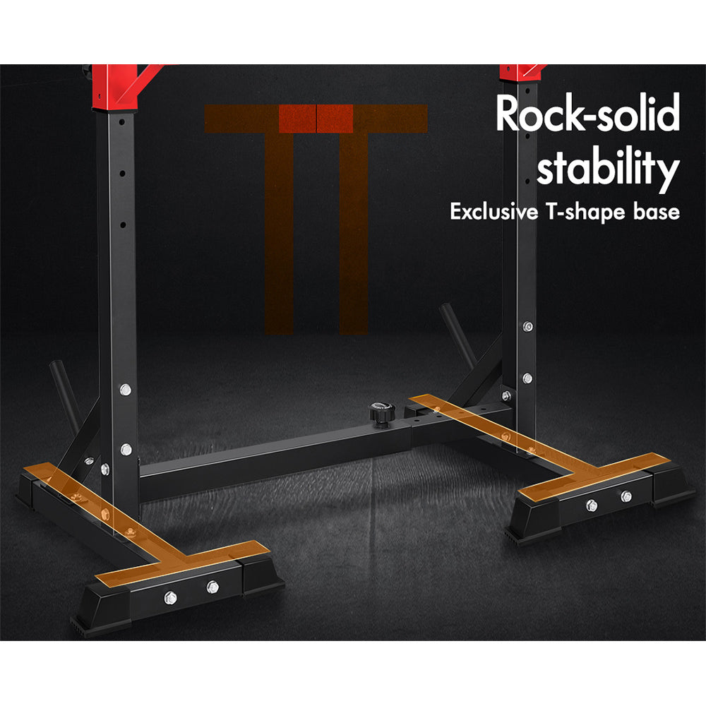 BLACK LORD Adjustable Squat Rack Weight Bench Barbell Stand