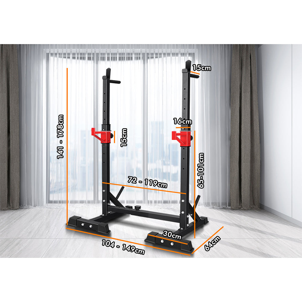 BLACK LORD Adjustable Squat Rack Weight Bench Barbell Stand