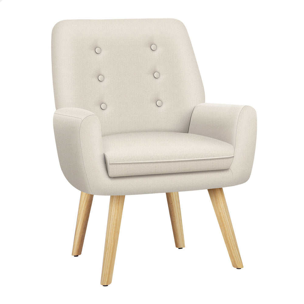 ALFORDSON Armchair Lounge Accent Chair Fabric Beige