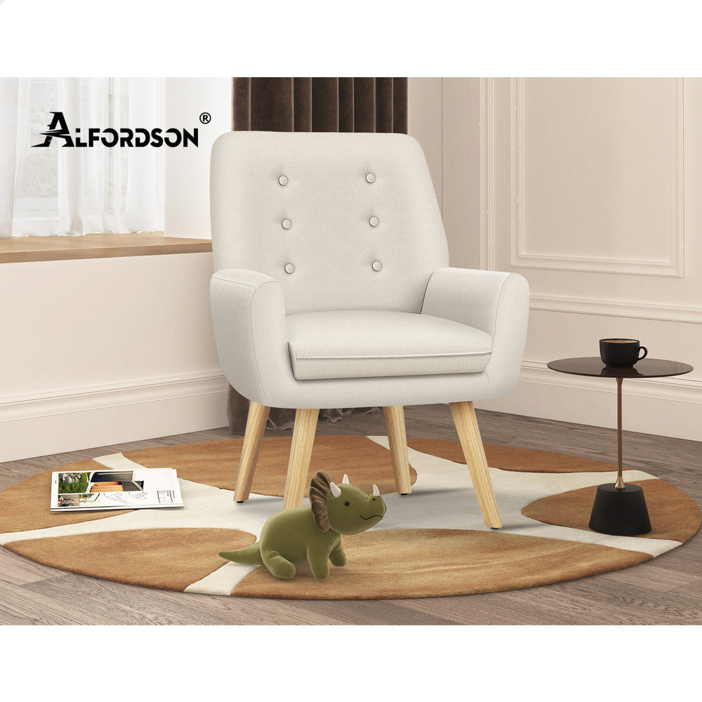 ALFORDSON Armchair Lounge Accent Chair Fabric Beige