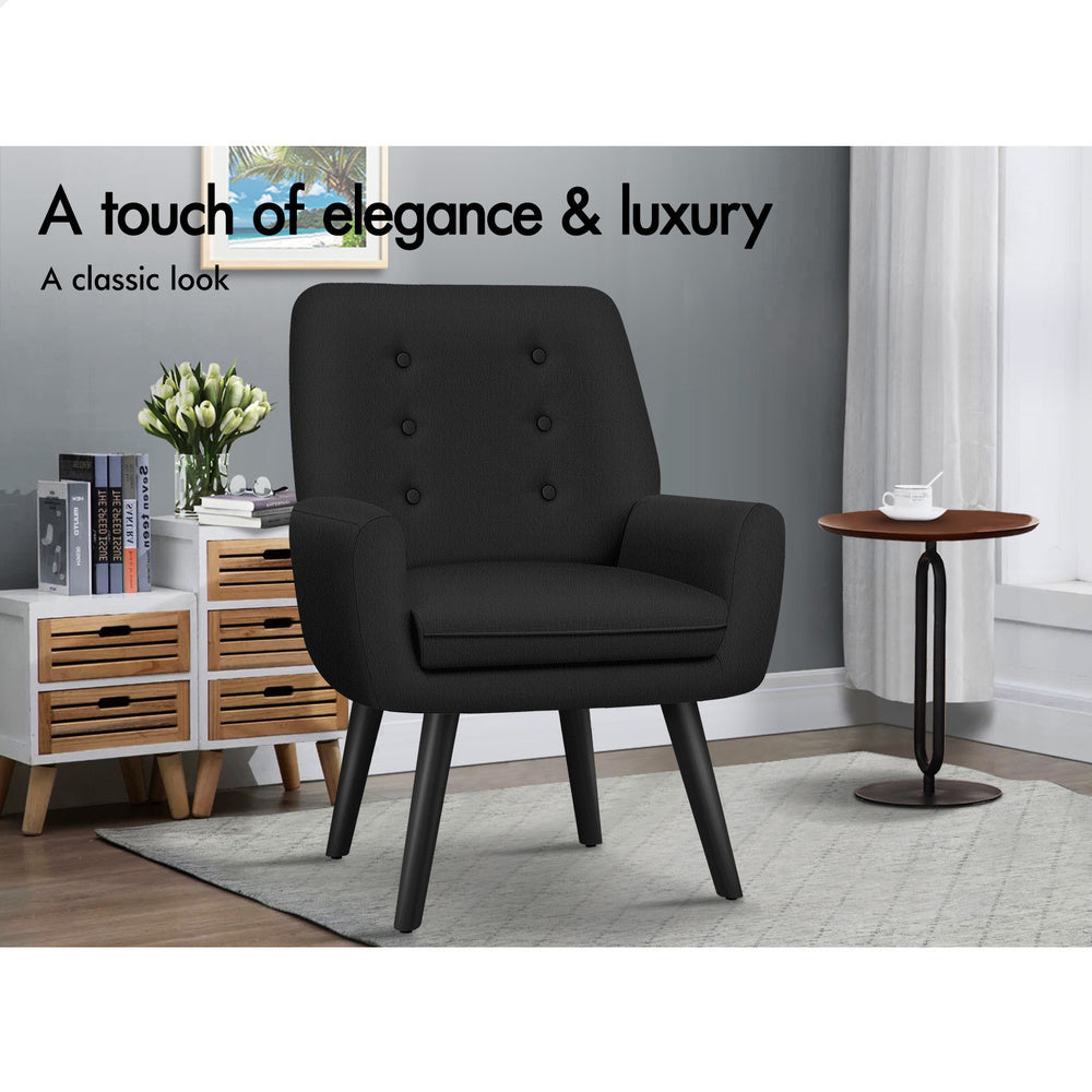 ALFORDSON Armchair Lounge Accent Chair Fabric Black