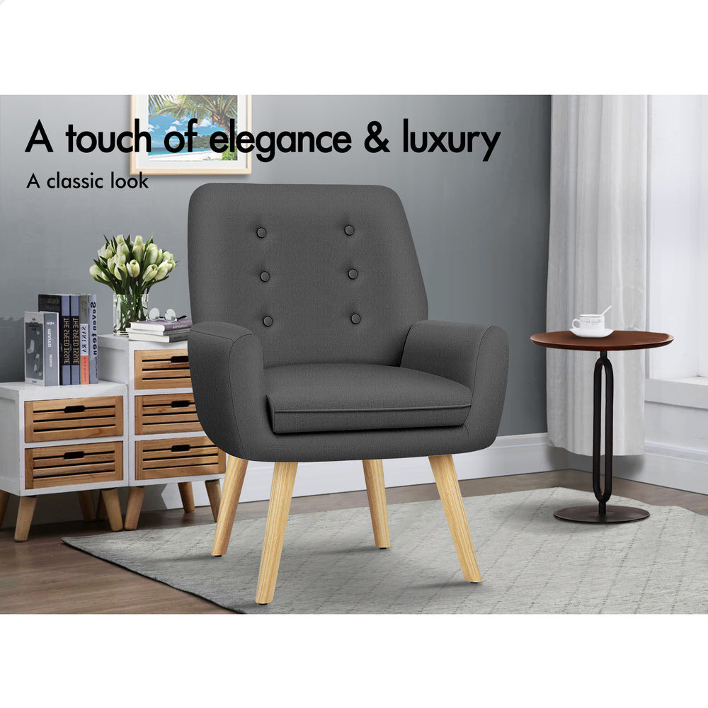 ALFORDSON Armchair Lounge Accent Chair Fabric Dark Grey
