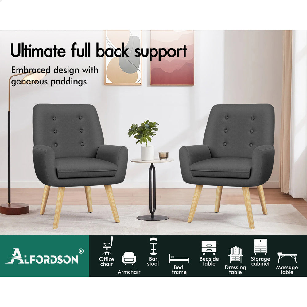 ALFORDSON Armchair Lounge Accent Chair Fabric Dark Grey
