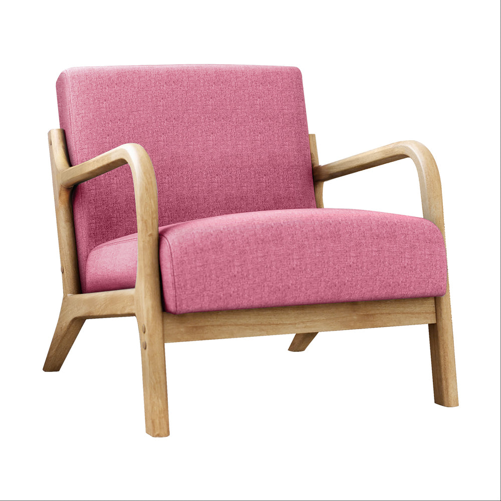 ALFORDSON Wooden Armchair Accent Chair Fabric Lounge Sofa Couch Seat Pink