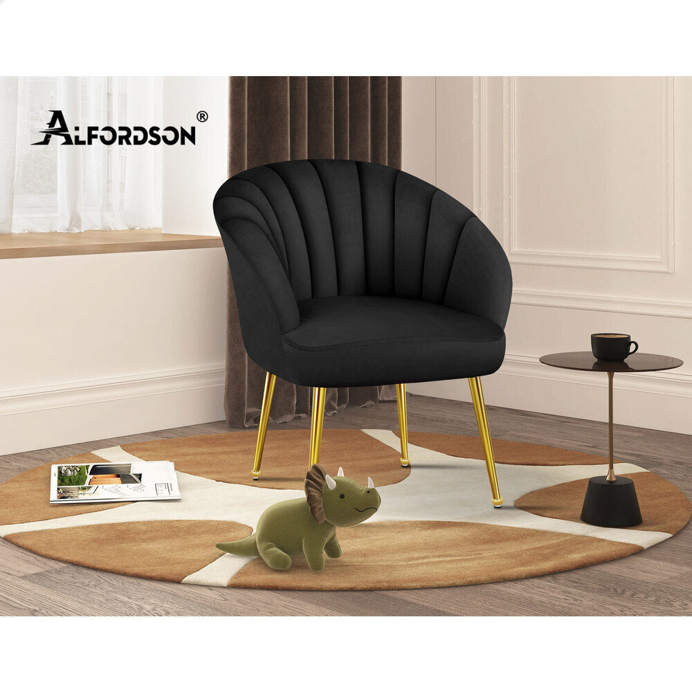 ALFORDSON Armchair Lounge Accent Chair Velvet Sofa Couch Fabric Seat Black