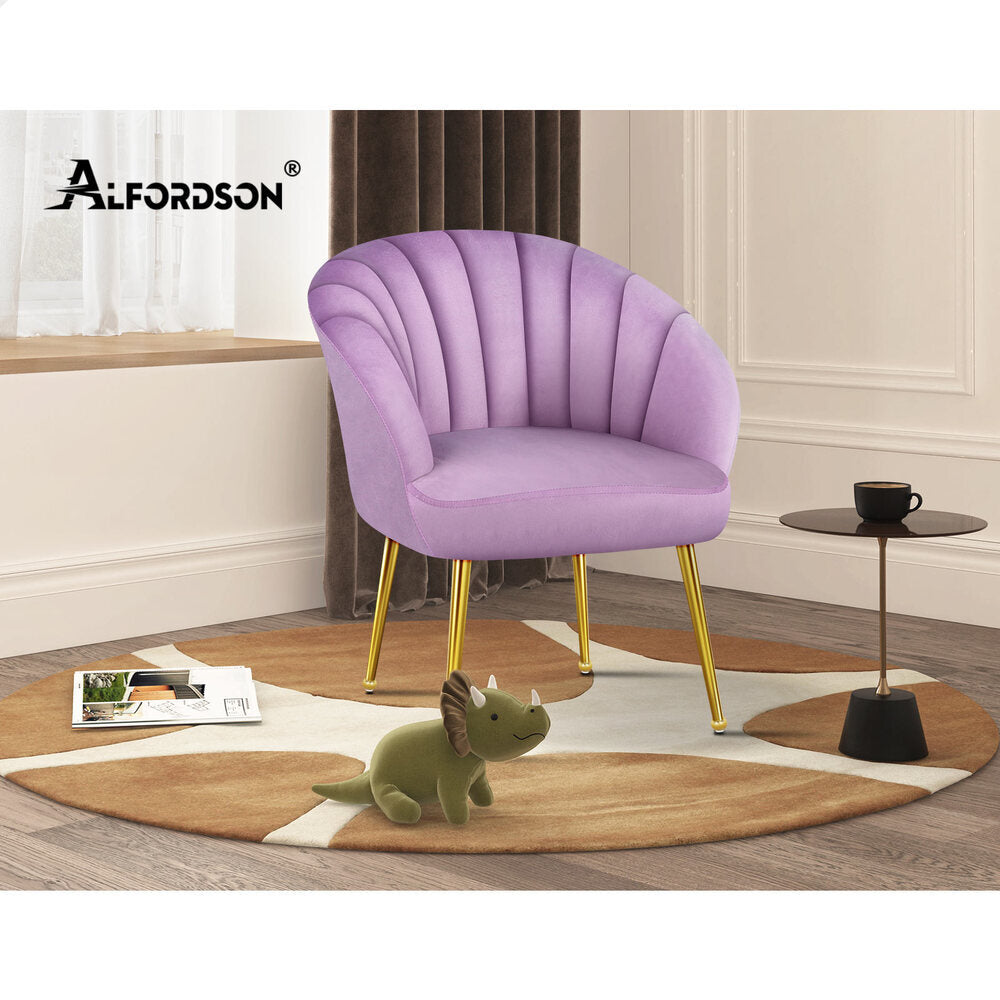 ALFORDSON Armchair Lounge Accent Tub Chair Velvet Couch Sofa Fabric Seat Purple