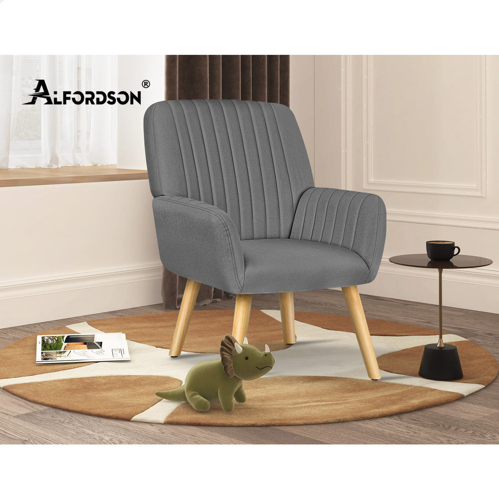 ALFORDSON Armchair Wooden Fabric Grey