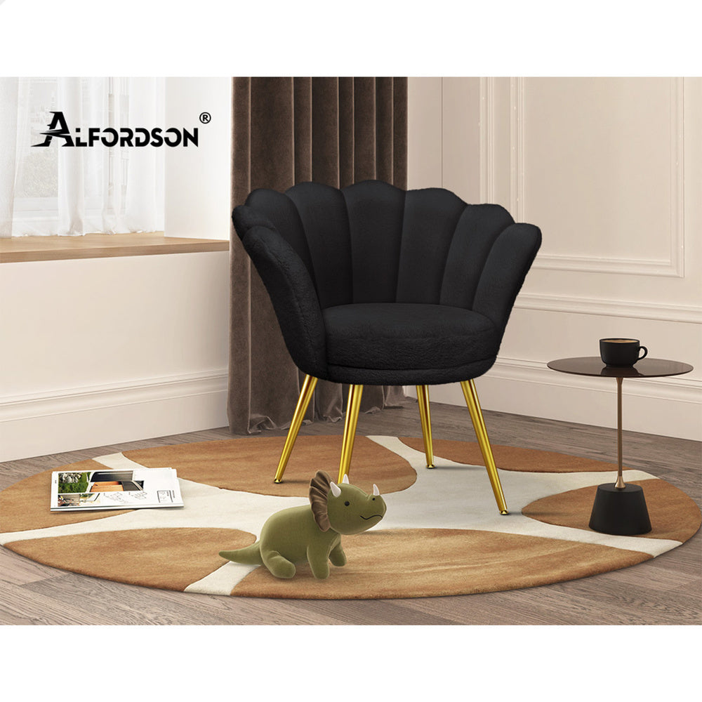 ALFORDSON Armchair Accent Lounge Chair Fabric Sofa Couch Faux Fur Seat Black