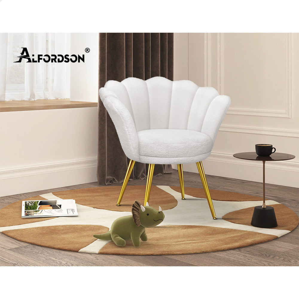 ALFORDSON Armchair Accent Chair Lounge Fabric Sofa Couch Faux Fur Seat White