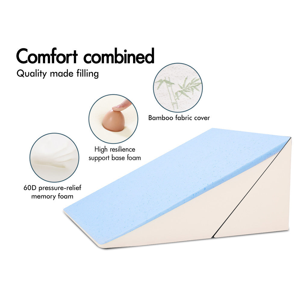 S.E. Wedge Pillow Memory Foam Bamboo Cover Set of 2 - Small &amp; Big Pillows
