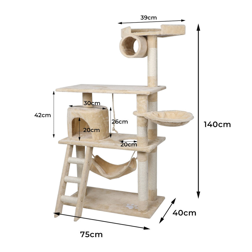 Pawz Cat Tree Scratching Post Gym House Condo Furniture Scratcher Tower 140cm