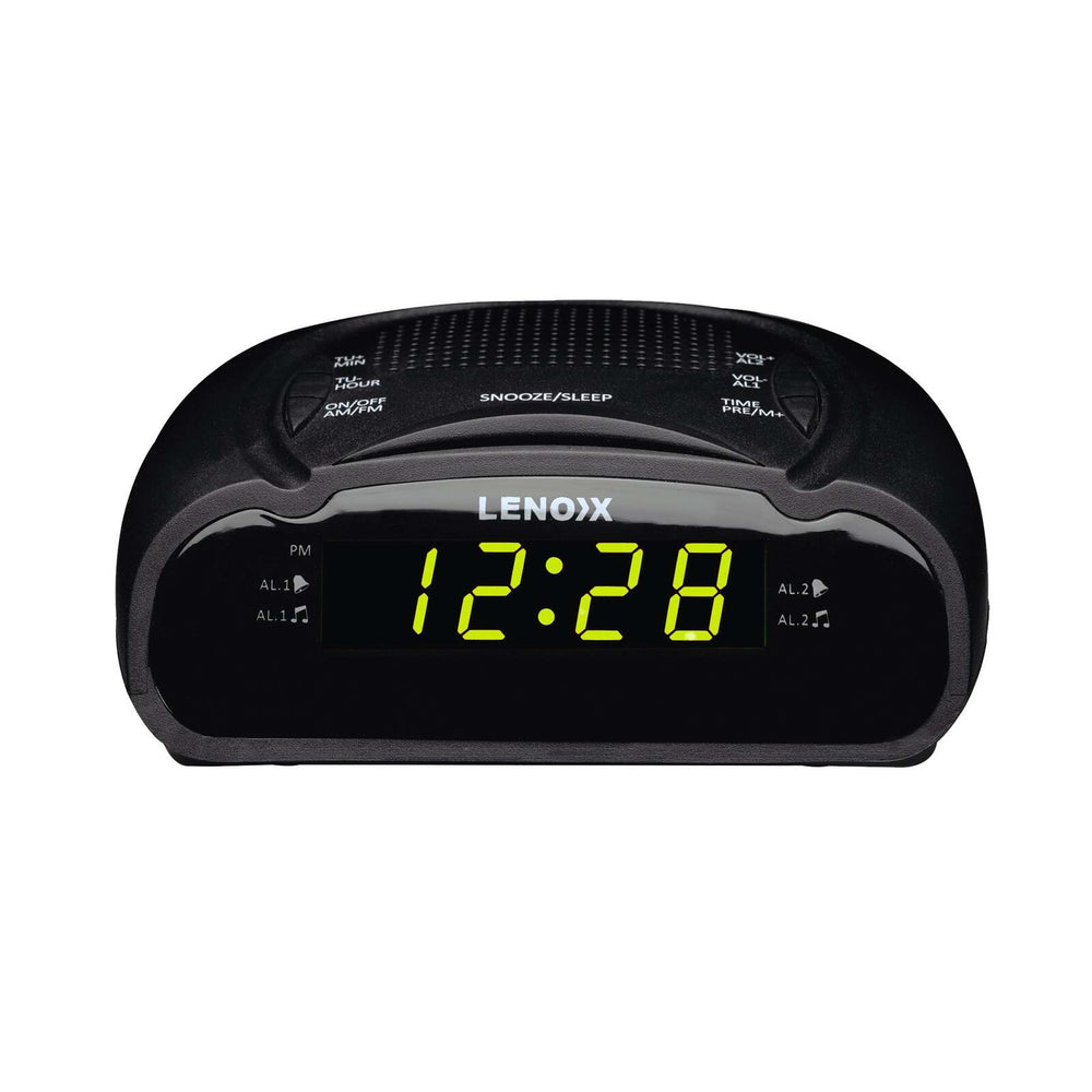 Lenoxx AM/FM Alarm Clock &amp; Radio w/ Green LED Time Numbering