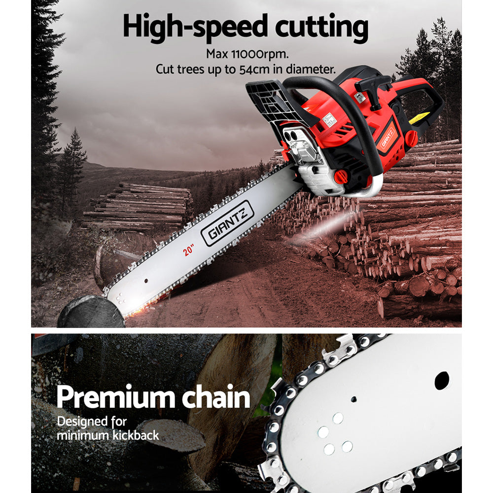 Giantz 52 CC Chainsaw Petrol Pruning Chain Saw E-Start 20 Bar