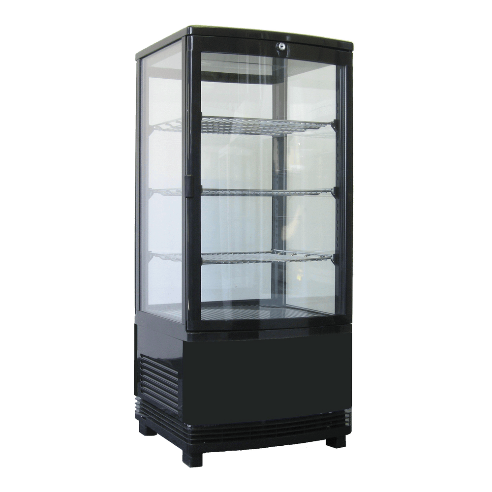 Exquisite CTD78 Four Sided Glass Counter Top Display Commercial Refrigerators Black with 2 corner LED 86 Litre