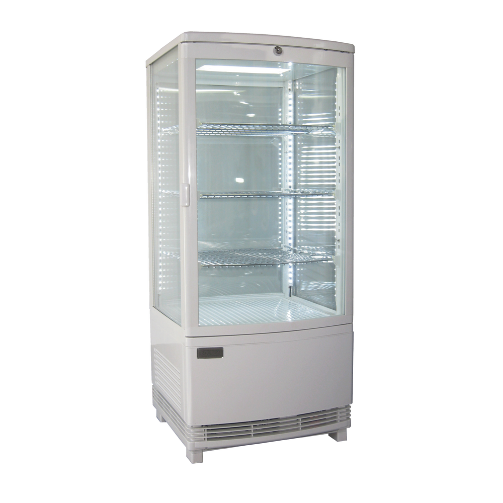 Exquisite CTD78LED Four Sided Glass Counter Top Display Commercial Refrigerators White with 4 corner LED 86 Litre
