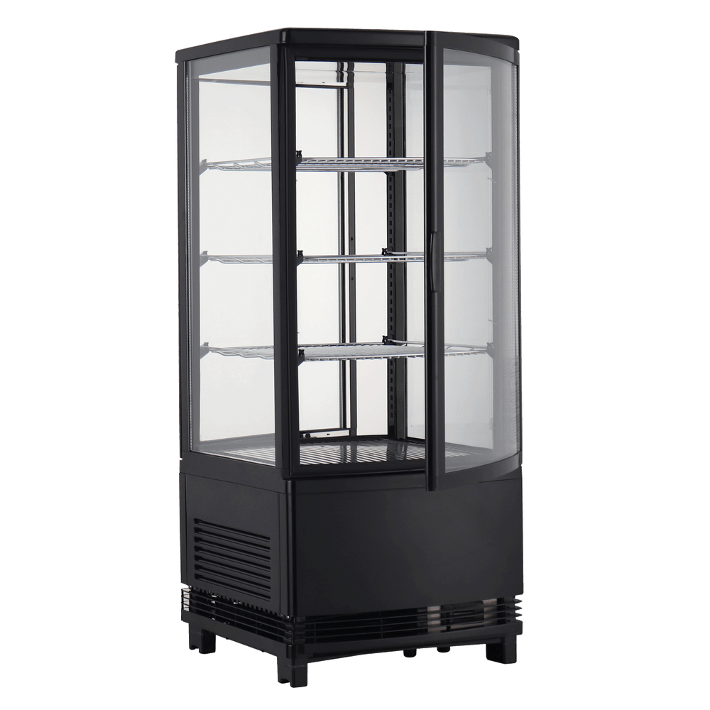 Exquisite CTD78 Four Sided Glass Counter Top Display Commercial Refrigerators Black with 2 corner LED 86 Litre