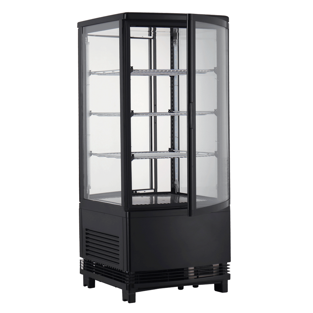 Exquisite CTD78LED Four Sided Glass Counter Top Display Commercial Refrigerators Black with 4 corner LED 86 Litre