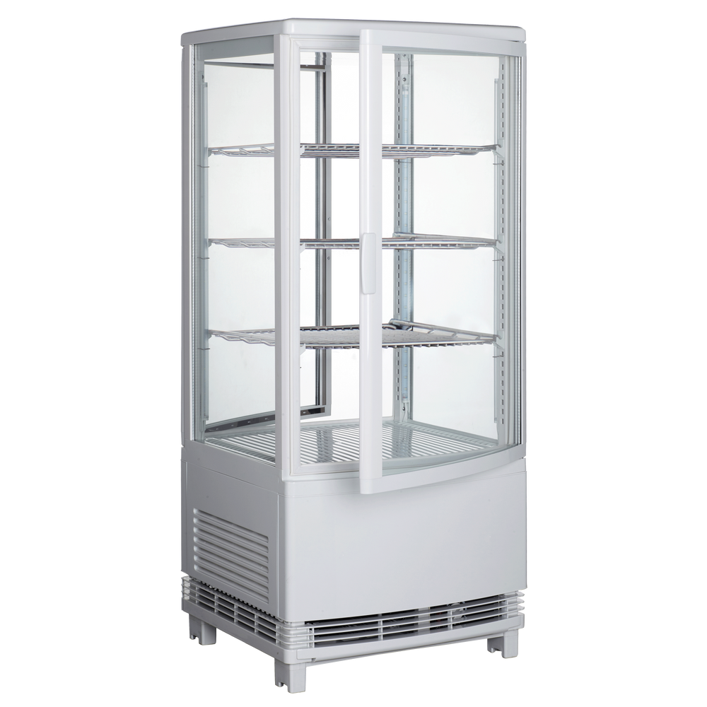 Exquisite CTD78LED Four Sided Glass Counter Top Display Commercial Refrigerators White with 4 corner LED 86 Litre