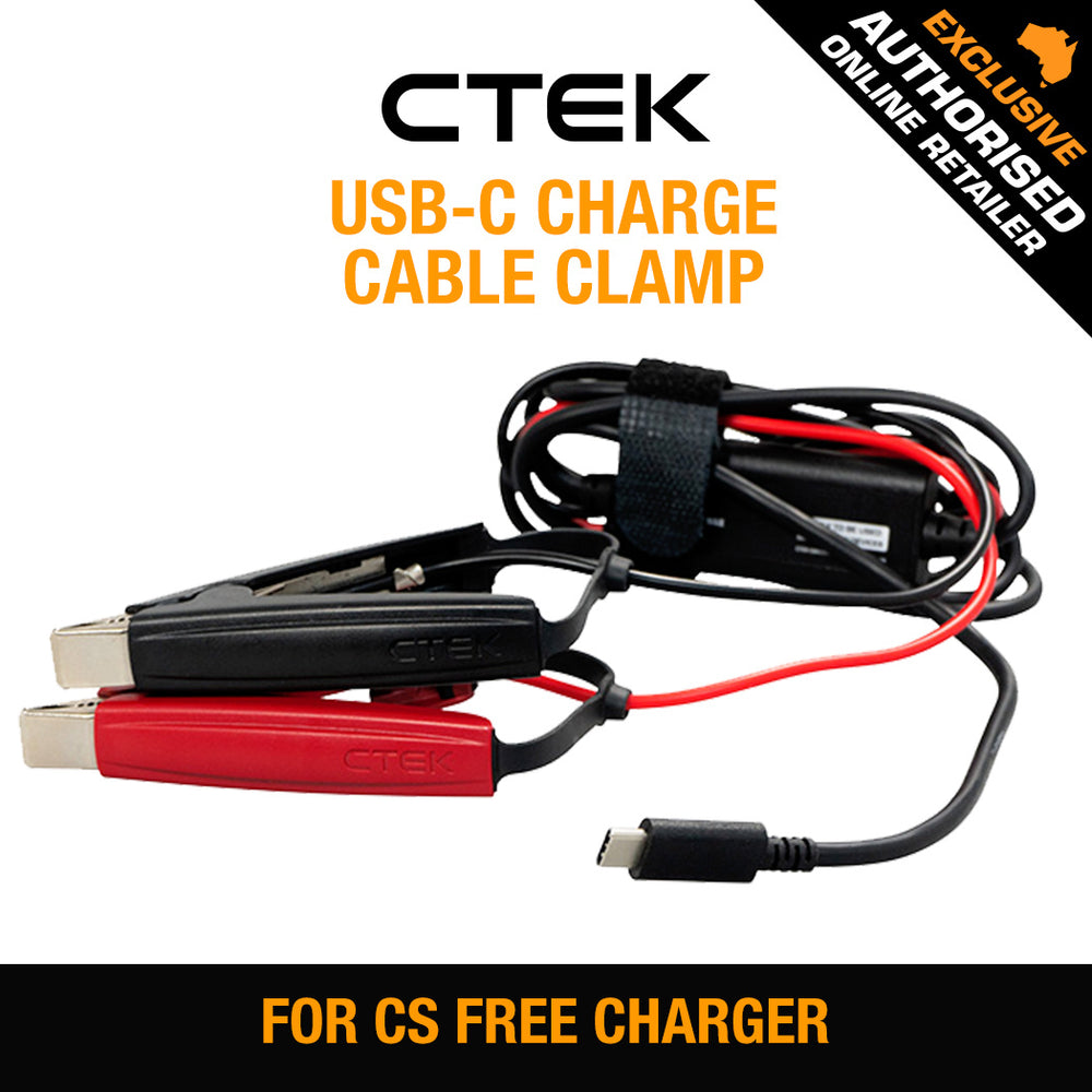 CTEK USB-C CHARGE CABLE CLAMPS for CS FREE Portable Battery Charger Maintainer