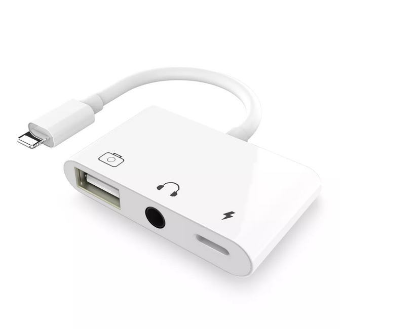 OROTEC Lightning iPhone 3in1 Hub OTG Adapter USB Camera Connector 3.5mm Headphone Audio Jack Earphones Adapter for Apple