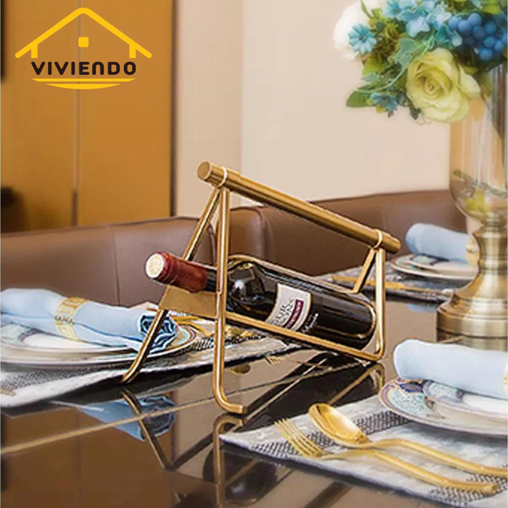 Single Wine Bottle Presentation Rack in Bronze with Golden Finish