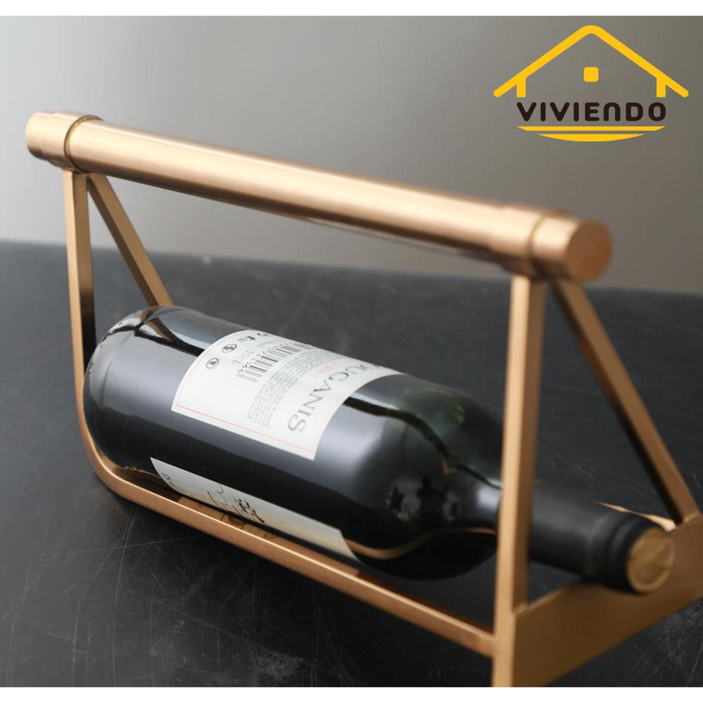 Single Wine Bottle Presentation Rack in Bronze with Golden Finish