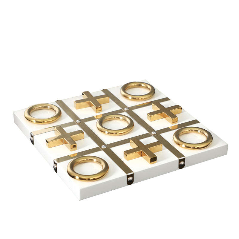Premium Tic Tac Toe Noughts and Crosses board - Gold &amp; White