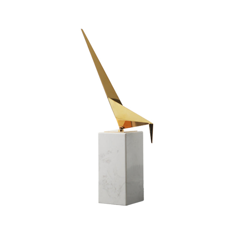 Viviendo Iconic Avian Plinth Art Sculpture in Marble &amp; Stainless steel - Medium