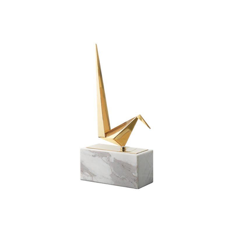 Viviendo Iconic Avian Plinth Art Sculpture in Marble &amp; Stainless steel - Small
